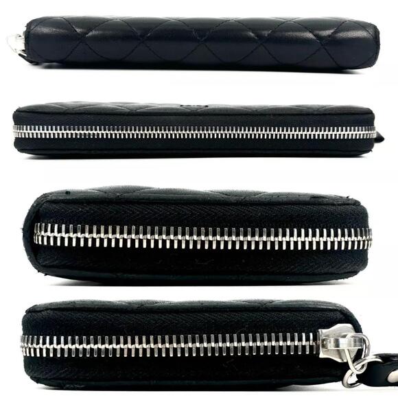💎✨BEAUTIFUL✨💎Authentic CHANEL Matelasse Long Wallet Zip Around Black - Picture 9 of 11